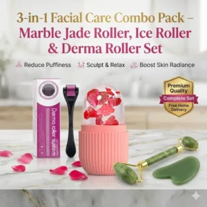 3 in 1 facial care combo set jade roller ice roller derma roller for skincare pakistan