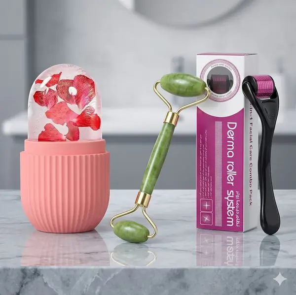 3-in-1 Face Care Set – Jade, Ice & Derma Roller