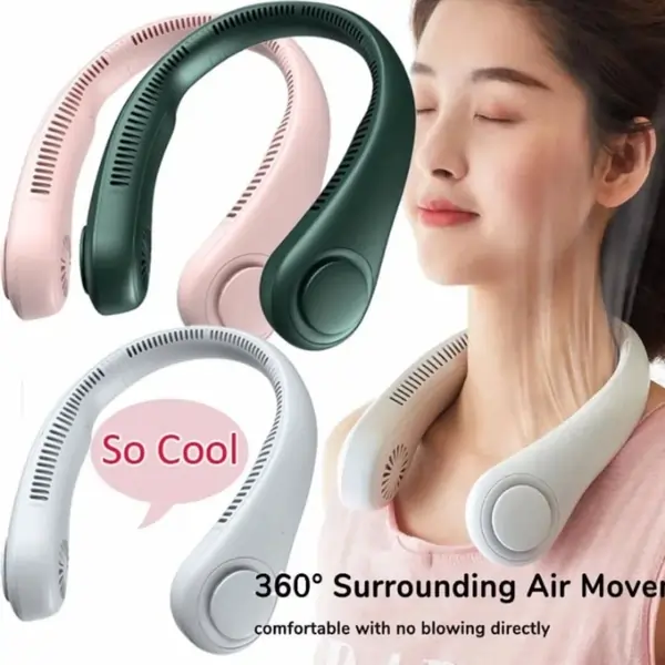 Portable USB Neck Fan 360° – 3 Speed Cooling Fan
