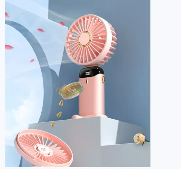 Rechargeable Hand Fan with LED Display 5 Speed Portable Mini Fan