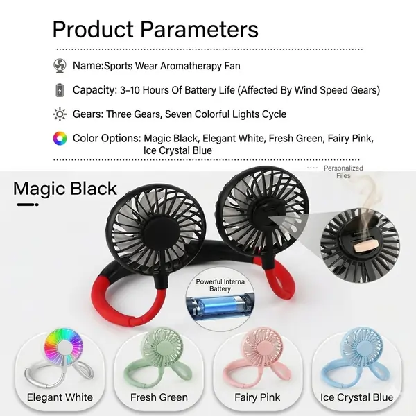 Rechargeable Neck Fan with LED Light