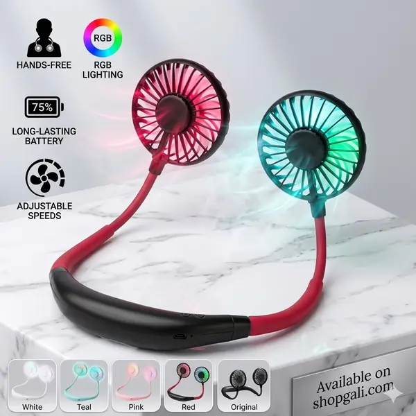Rechargeable Neck Fan with LED Light