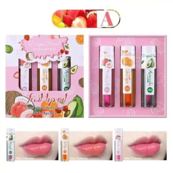 3-Pcs Dragon Ranee Lip Care Set-Natural Moisturizing Lip Oil - Image 4