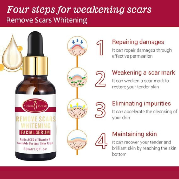 Aichun Beauty Scar Removal Serum | Fades Scars, Pimples & Stretch Marks | Kojic Acid & Vitamin E | 30ml - Image 3